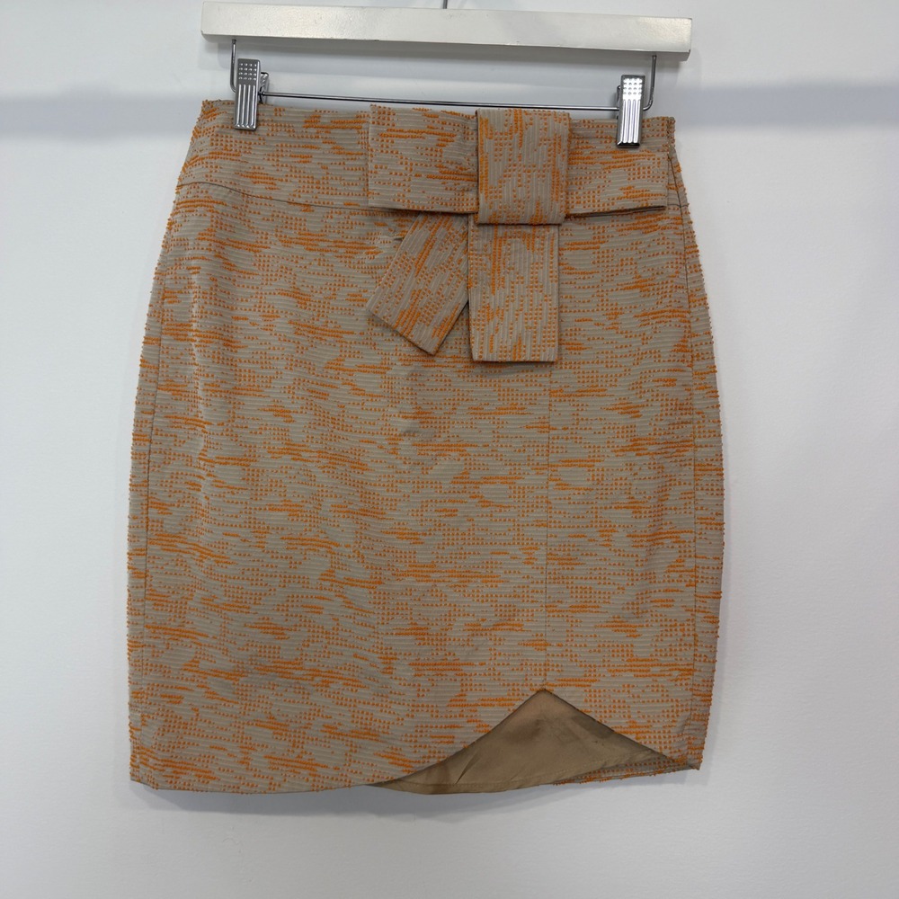 Poleci Y2K Textured Bow Tulip Mini Skirt 2 Silk Blend 90s Retro Mod Abstract